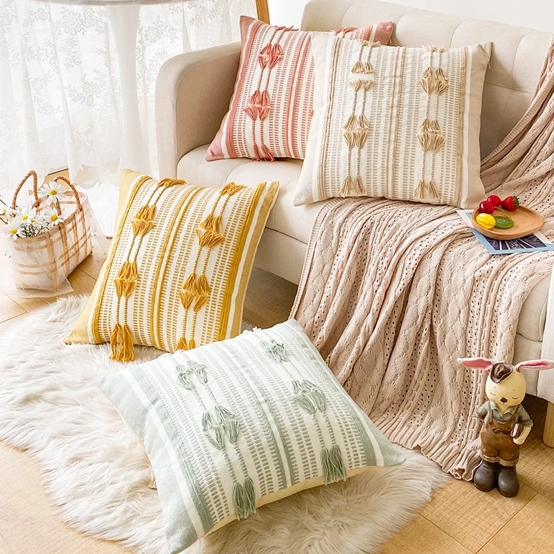 Designer Cushion Covers handmade in Yellow 100% Furnishing Cotton