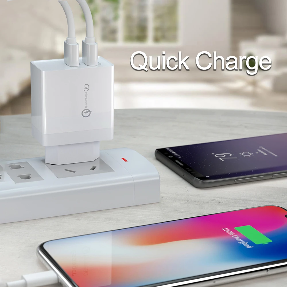 Быстрое зарядное устройство PUJIMAX 3 0 240V 2 prots быстрое для телефона с usb кабелем 1M iPhone