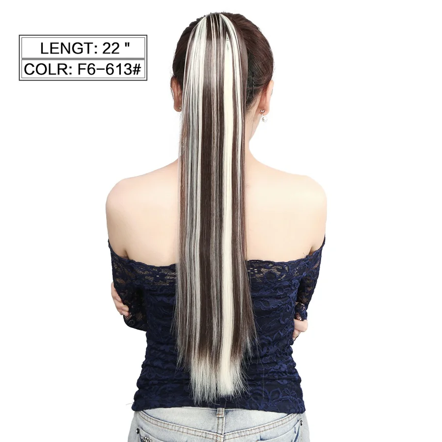 Neitsi 22 ''55 см 1 шт. Прямой зажим в хвост накладные волосы термостойкие синтетические шиньоны конский хвост для наращивания волос для женщин - Цвет: F6-613