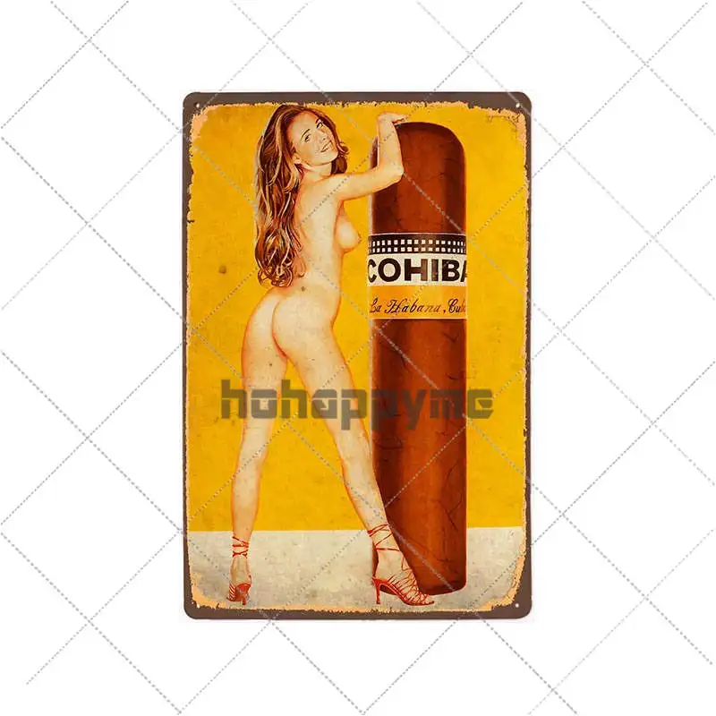 Сигары Винтаж оловянные знаки Металл Pin Up Плакат стены искусства табличка Сигары Магазин бар паб кафе декоративная тарелка домашний декор 20X30 см - Цвет: 9121704