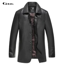 Gours осенне-зимние куртки из натуральной кожи для мужчин, брендовая одежда, черная овчина, длинная куртка и пальто нового размера плюс 4XL