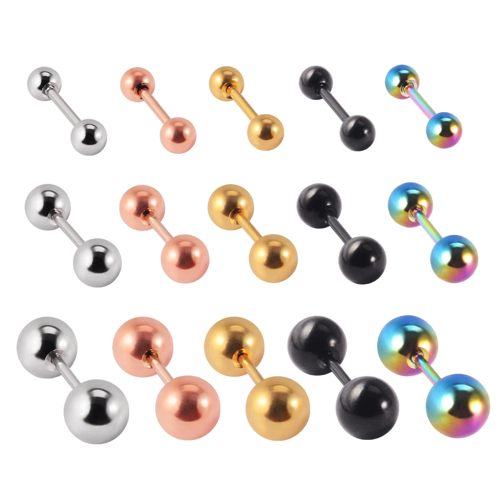 Piercing all'orecchio in acciaio inossidabile Tragus cartilagine Piercing colore argento orecchino a sfera conchiglia orecchio lobo Stud Helix cartilagine Piercing gioielli