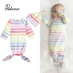 Pudcoco 2019 брендовые Детские спальные мешки для новорожденных, детское Хлопковое одеяло для пеленания, спальный мешок + шапочка, 2 шт., Размер 0-6