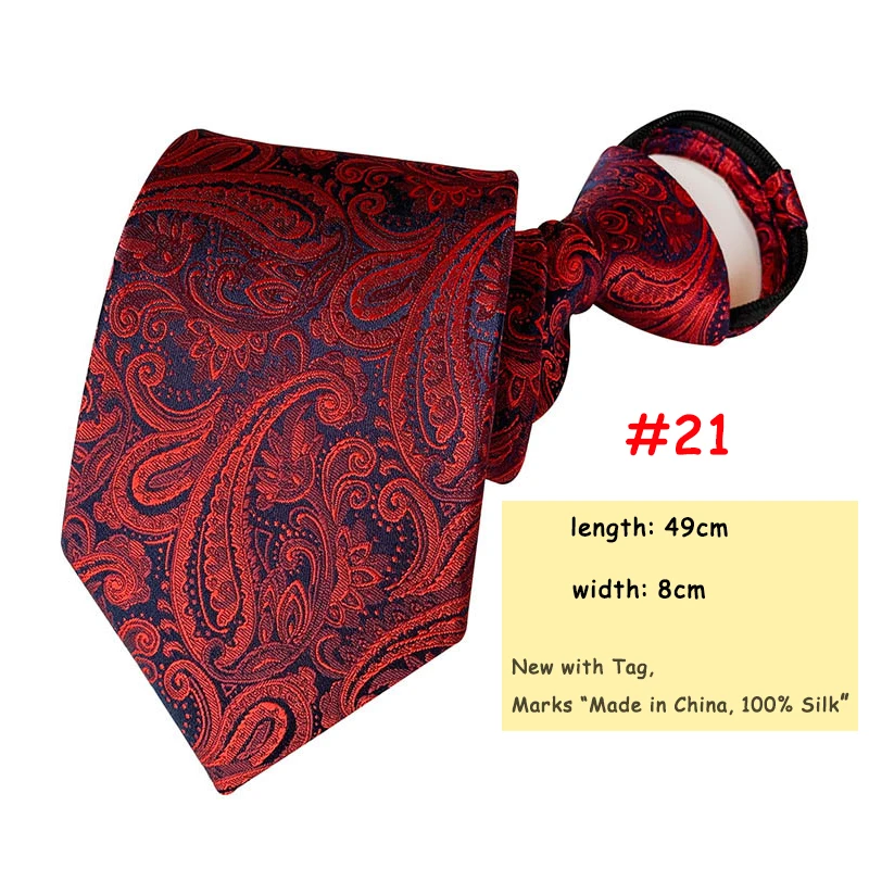 21 8CM Pre-tied Neck Ties For Men Adjustable Zipper Ties Striped Dots Paisley Men's Ties Bridegroom Party Dress Wedding Necktie - Цвет: 21