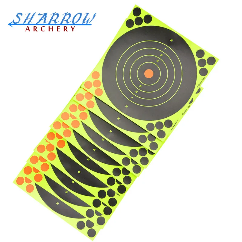 

10pcs Archery Target Paper Range Self Adhesive Splatter Fluorescence Target Paper Hunting Shooting Practice Accessories Reusable