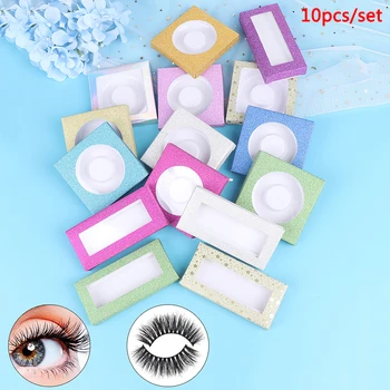 

10 Set Packing Box For Eyelash Blank Eyelashes Package Multicolor Paper Box White Tray Eyelashes DIY Flash Packing Box Random