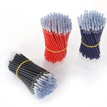 100 шт./лот, гелевая ручка с нейтральными чернилами, заправка, нейтральная ручка, хорошее качество, заправка, черный, синий, красный, 0,5 мм, большая емкость, заправка, заостренная заправка