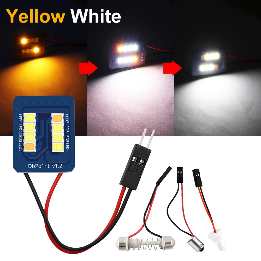 T10 Festoon Ba9s светодиодная панельная лампочка 2835 SMD желтый поворотный белый