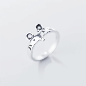 

Sole Memory 2020 Rat Year Zodiac Sign Mouse 925 Sterling Silver Female Resizable Opening Rings SRI499