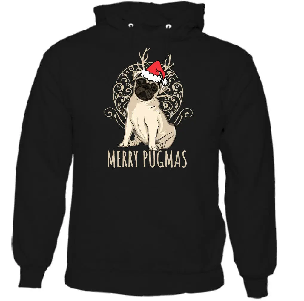 Merry Pugmas Mens Funny Christmas Hoodie Pug Dog Pet Puppy Xmas Secret Santa | Мужская одежда