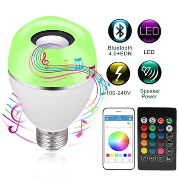 

LED Wireless Light Speaker RGB Smart Music Bulb E26 Base Color Changing With Remote Control Decorations