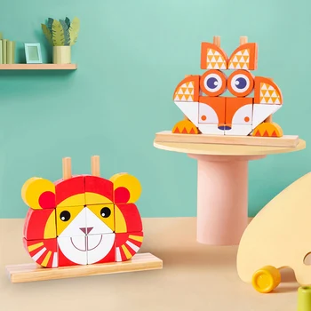 

1 Set Wood Toys Inserting Blocks Forest Animal Wooden Building Blocks Educational Toys Children Learning Game For Kids