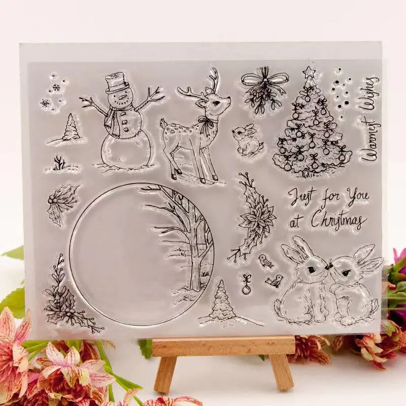 

Christmas Bunny Stamp DIY Hand Account Transparent Silicone Christmas Deer Home Decor