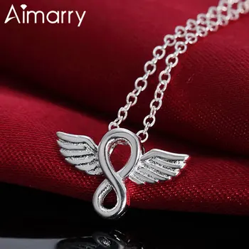 

Aimarry 925 Sterling Silver Angel Wings Hanging Necklace High Quality Charm Fashion Jewelry Women Party Wedding Gifts