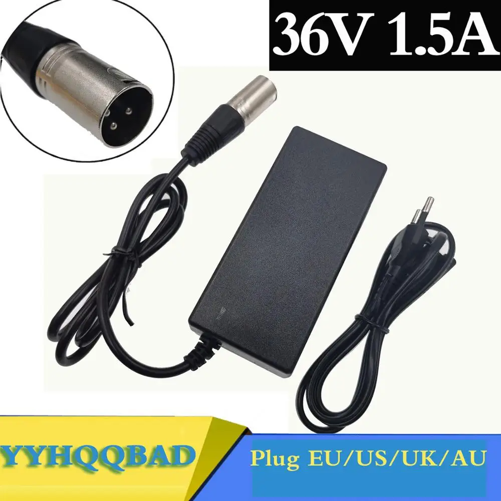 36V 1.5A 3-pin XLR lead-acid batterye-bike töltő Elektromos Roller e-bike Tolókocsi töltő