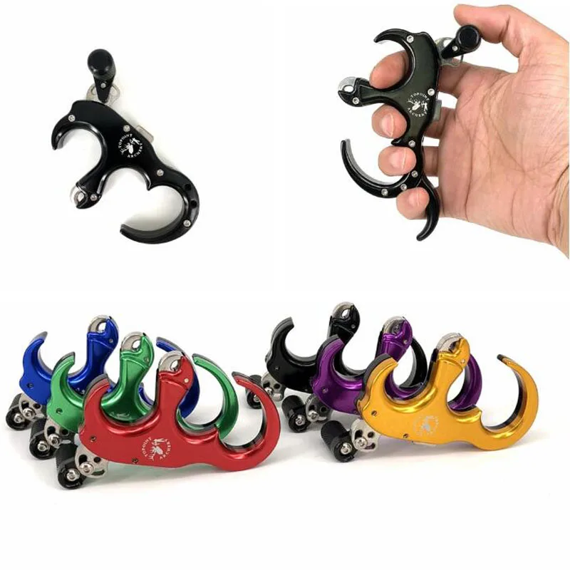 

3/4-Finger Archery Compound Bow Release Adjustable Hold Aluminum Alloy Interchange Grip Thumb Hunting Shooting