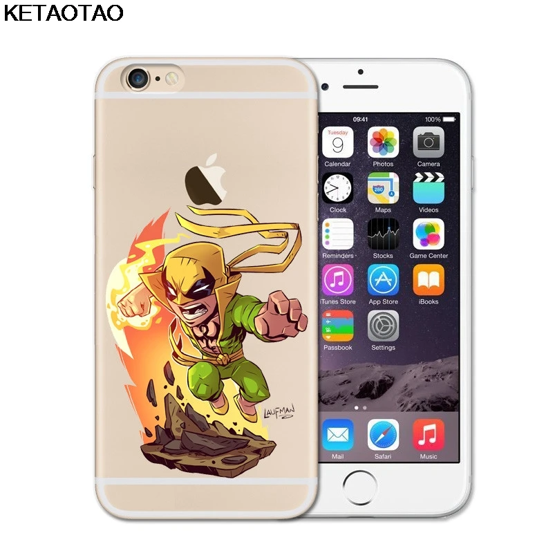 KETAOTAO Marvel DC Comics супергерой чехол для телефона s для iPhone 4S 5C 5S 6 6S 7 8 Plus X Чехол кристально чистый мягкий TPU чехол s - Цвет: Цвет: желтый