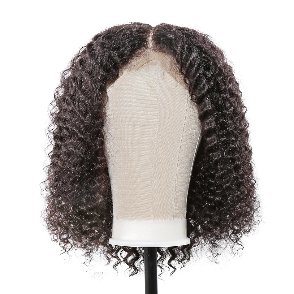 13x4 бразильские вьющиеся парики из натуральных волос глубокая волна бесклеевой Синтетические волосы на кружеве парики для чернокожих Для женщин волнистые короткий Боб передние парики человеческих волос