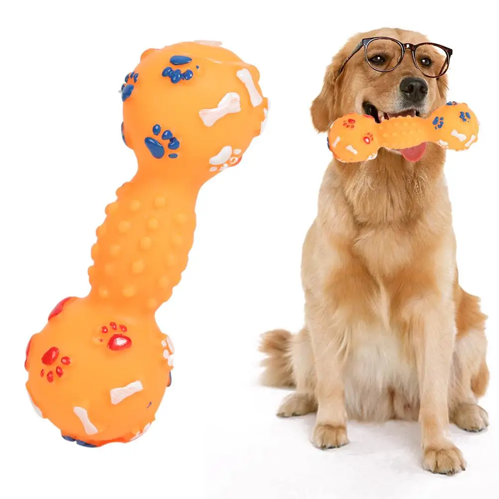 Juguetes para perros de hueso de imitación, colorido punteado en forma de mancuerna