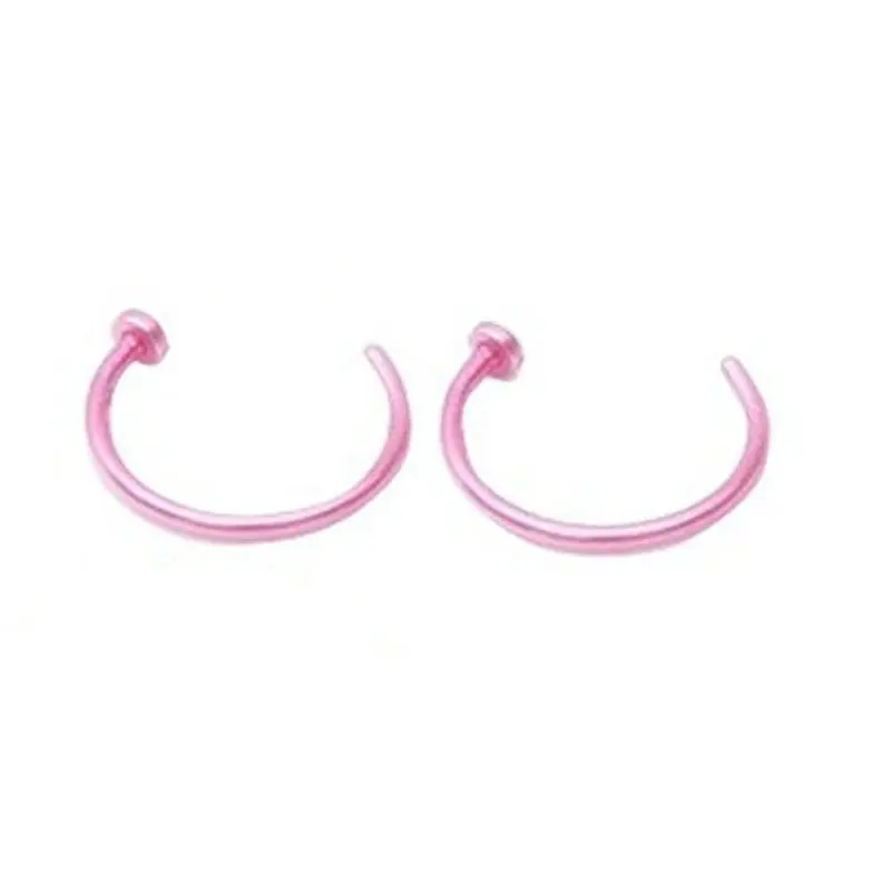 2 шт./лот поддельная перегородка из медицинского титана для носа кольцо из нержавеющей стали кольца для носа для женщин нос шпильки для пирсинга ювелирные изделия для подарка - Окраска металла: Pink