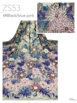 

2020 Sequin Lace Fabric Mesh Purple Color African Embroidery Sequence Nigerian French Party Latest High Quality Tulle Hot Sale