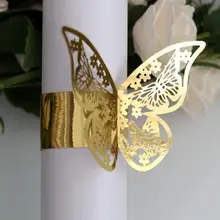 

50pcs Napkin Rings Button Wedding Decoration Table Butterfly Laser Cut Paper For Dinner Party Hotel Neat Table Decoration
