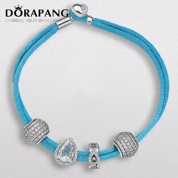 

NEW 2017 NEWEST 100% 925 Sterling Silver Hand rope Charm Bracelet suits Clear CZ Charm Bead fit Bracelet DIY For Jewelry