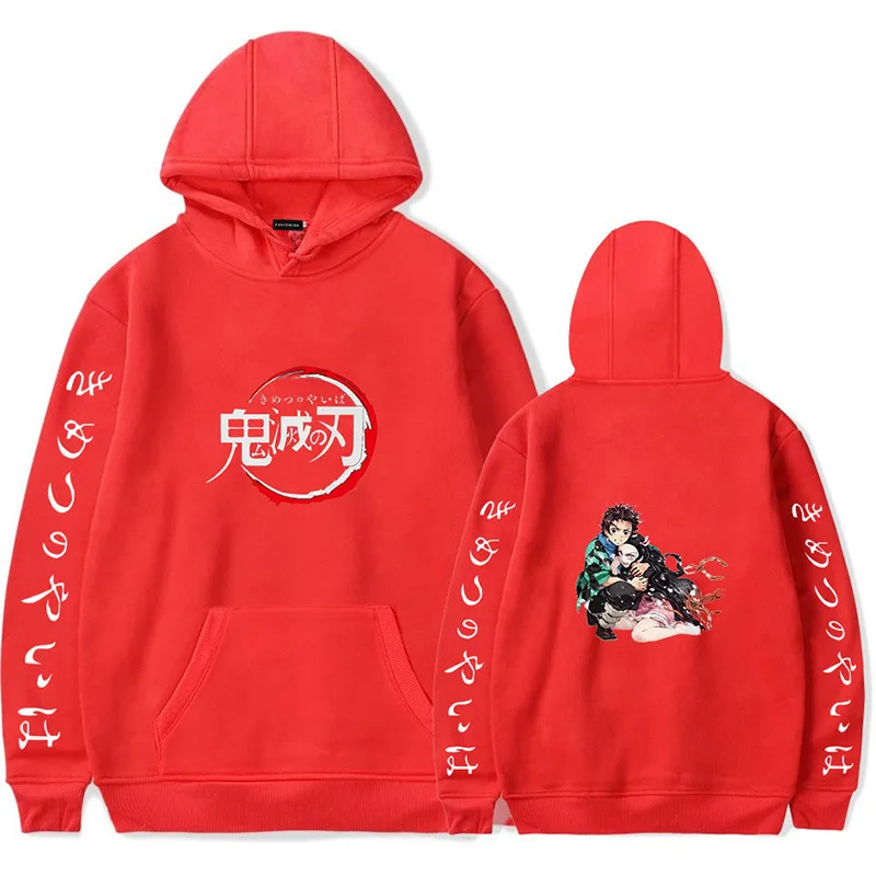 Animen Demon Slayer толстовки свитшоты Роскошные с длинным рукавом пуловер с капюшоном топы - Color: W33751RD1