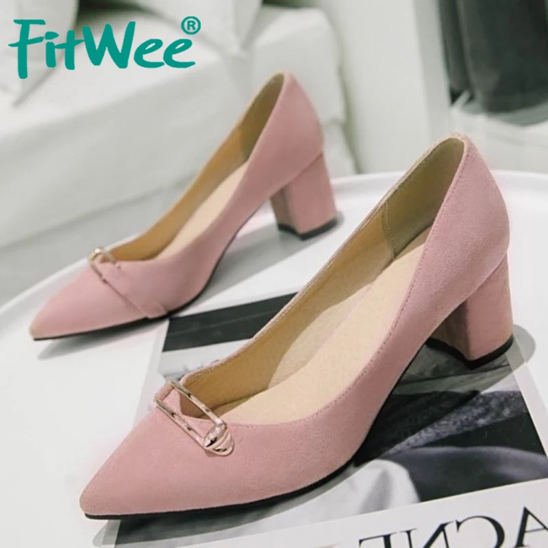 

FITWEE Women Pumps Suede Leather Pointed Toe Spring Hot Sale Pumps Party Office Ladies Classics Shoes Woman Footwear Size 34-43