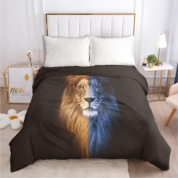 

3D Custom Design Animal Lion Duvet Covers Comforter Case Quilt Cover Black Bedding Bag Sets King Queen Full Size Home Textile