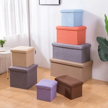 

New Folding Storage Box For Toys Organizers Folding Stool Simplicity Fabric Storage Bins With Lid Home Bedroom Storage Boxs