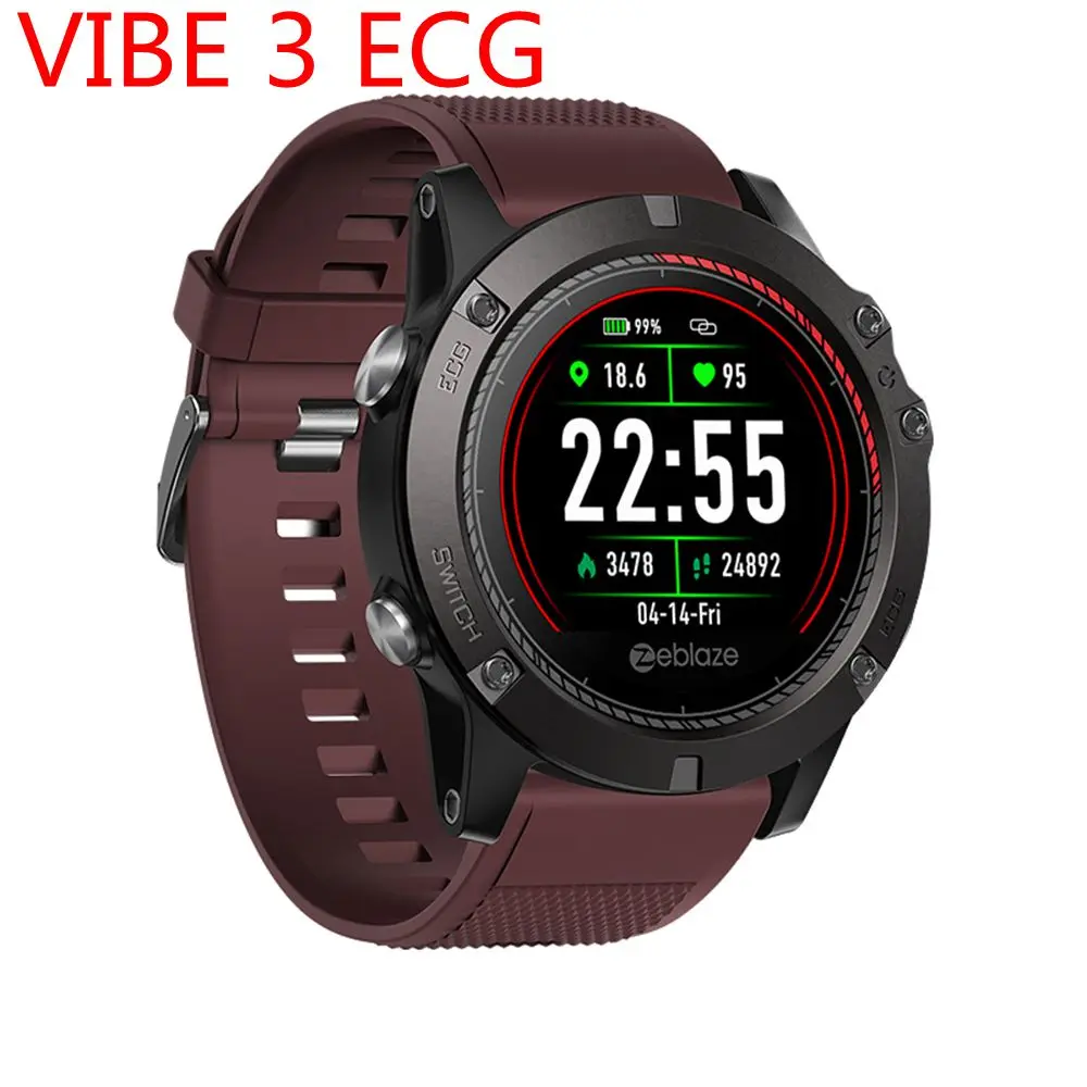 Zeblaze VIBE 3 ЭКГ Смарт часы мужские спортивные Шагомер монитор сна Поддержка 11 языков IP67 Smartwatch цветной дисплей Android IOS - Цвет: red VIBE 3 ECG