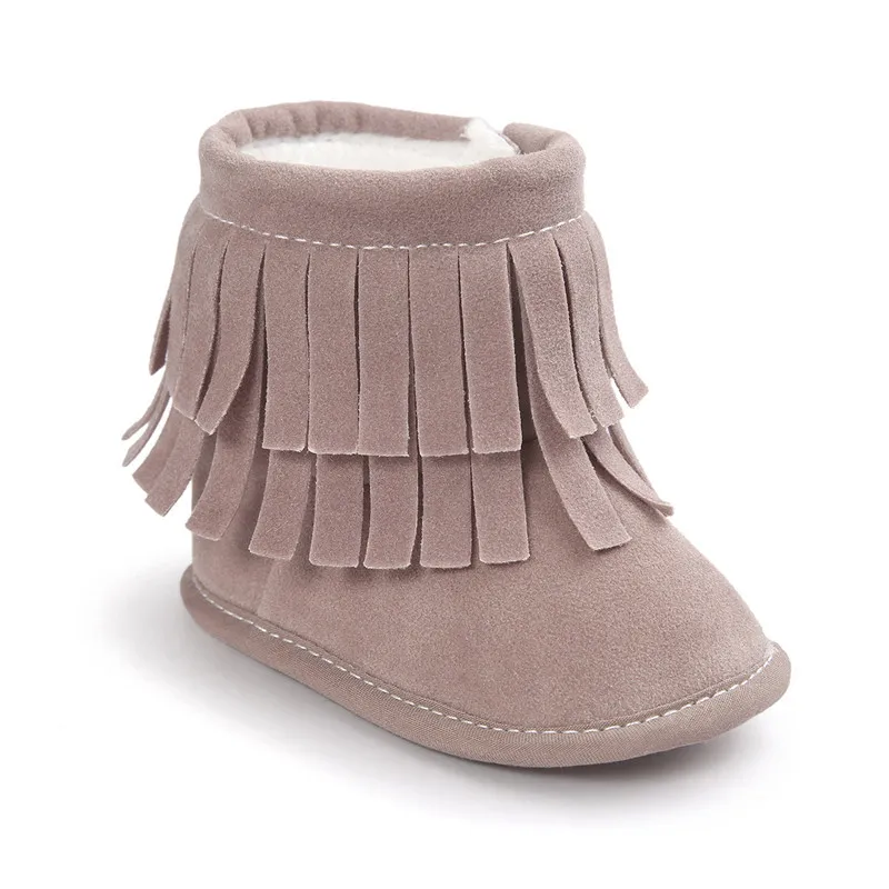TOPATY,, на возраст от 0 до 18 месяцев, платье для маленьких девочек; ботинки с бахромой; зимние детские носки с застежкой-молнией на мягкой подошве детская обувь для младенцев модные зимние ботинки - Цвет: Dark Pink