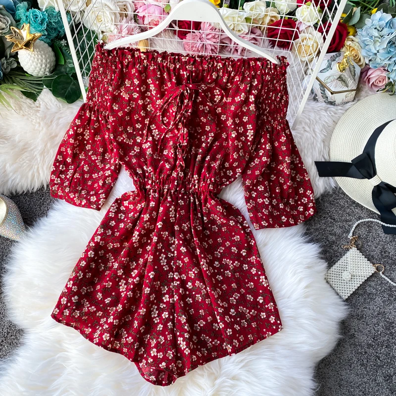 Комбинезоны в стиле Harajuku модные Сломанные цветы повязка Jumsuit для Для женщин 2020