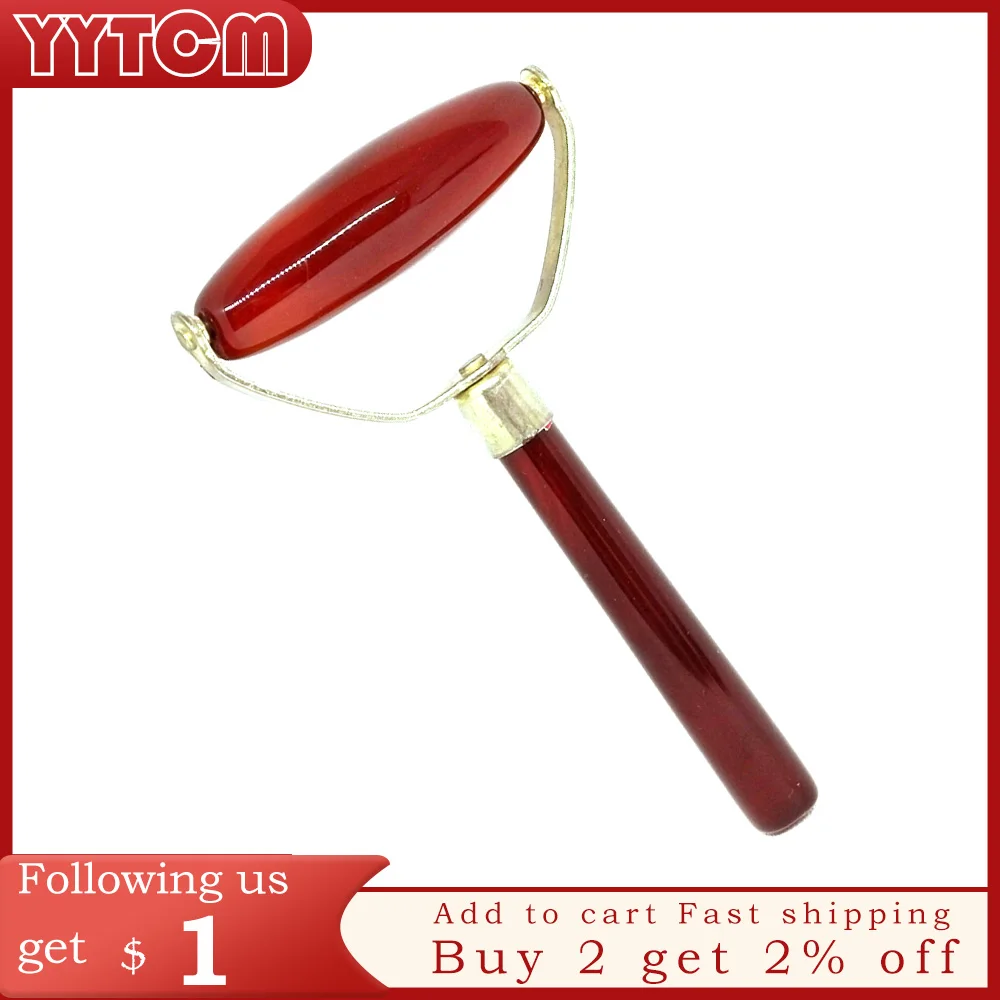 Single Head Facial Massage Roller Jade Face Slimming Body Nature Red agate face roller massager jade | Красота и здоровье