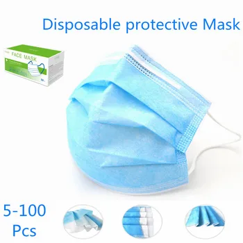 

Fast Shipping Disposable Anti Dust Mouth Mask Blue Protective Face Mask 3 Layer Anti-Fog Meltblown Cloth Filter Earloops Masks