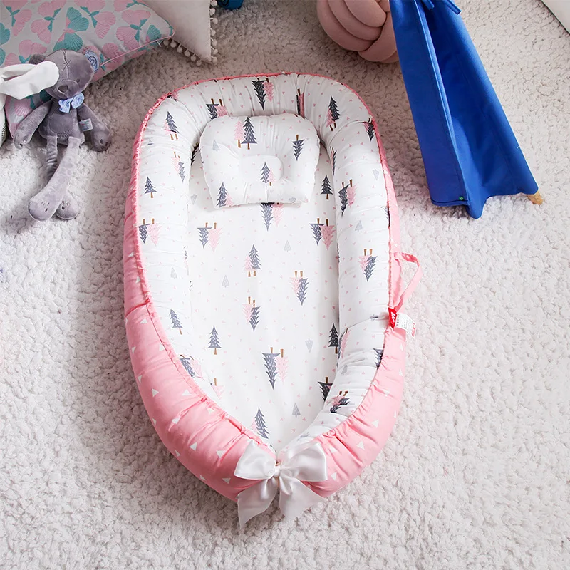 

85*50cm Baby Nest Bed Travel Crib Bed Infant Toddler Cotton Portable Cradle For Newborn Baby Bassinet Bumper