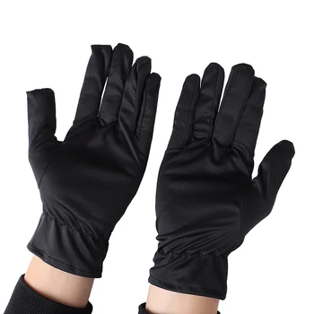 

2Pair Thin Stretch Etiquette Short Gloves Spandex Sports Driving Sun Protection Five Fingers Gloves Black White