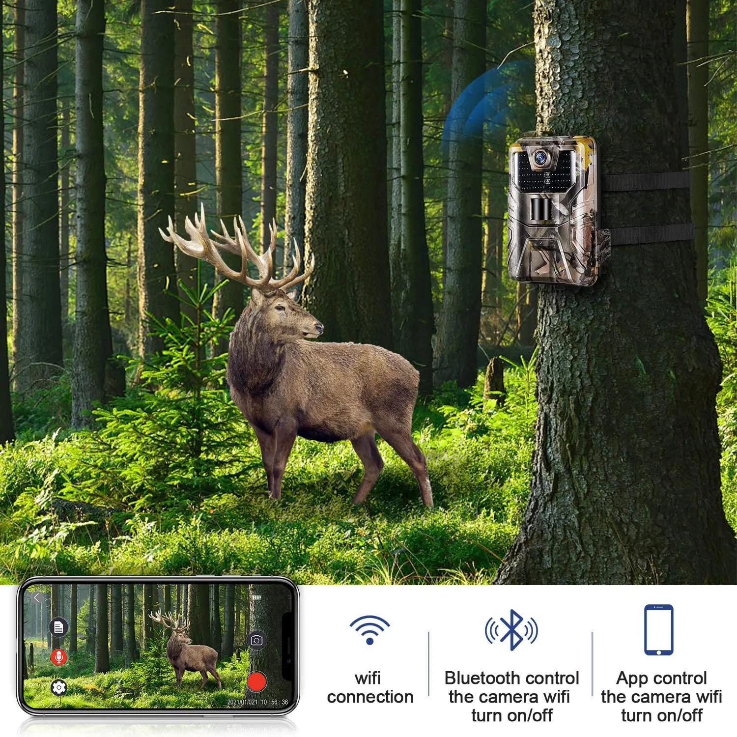Wifi APP Bluetooth Control Trail Camera Live Show 30MP 4K Hunting Cameras WIFI900PRO Night Vision Wildlife Cam Surveillance