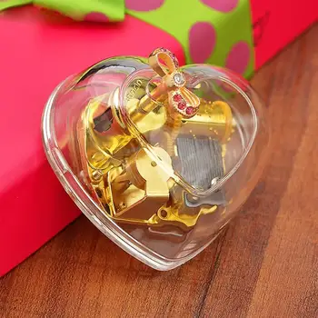 

Creative Acrylic Trasparent Heart Shape Musical Box For Girlfriend Crafts Home Gifts Birthday Day Valentine's Decoration N1R0