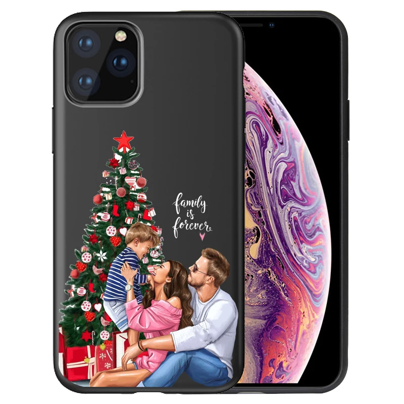 07 Для iphone 11 семья мама девочка мальчик Рождественская елка чехол для телефона для iphone 11 Pro Max 8 7 X XS Max XR 6 7 8 Plus 5S SE - Цвет: 07