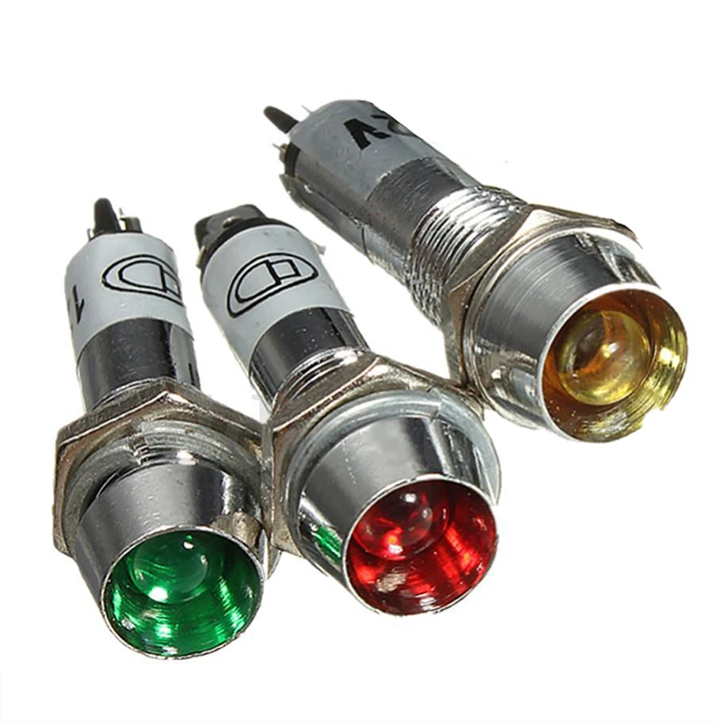 4pcs 12V 8mm Chrome LED Dashboard Warning Indicator Signal Light Lamp Bulb | Лампы и освещение