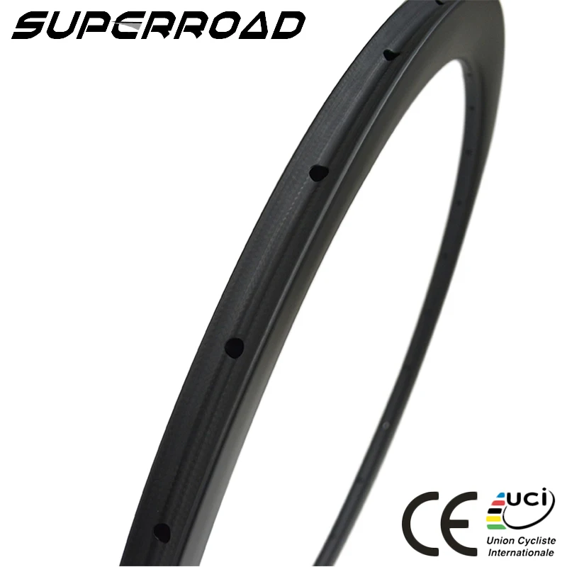 Высокое качество Superroad 26 мм в ширину 45 мм Глубокий полный углерод 700C дорожный велосипед Трубчатые Ободы