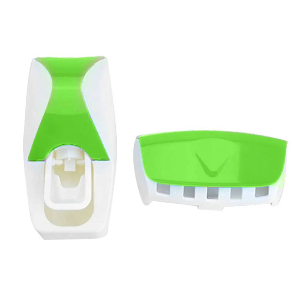 Зеленый 1Set Automatic Toothpaste Holder Plastic Toothpaste Dispenser Creative 5 Toothbrush Holder Wall Mount Rack Bathroom Accessories - Цвет: Зеленый