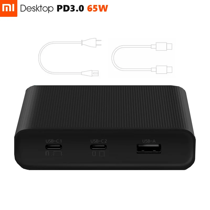 Xiaomi ZMI Настольный Зарядное устройство 65 Вт PD3.0 3 Порты и разъёмы USB 2C1A для Android iOS переключатель PD 3,0 QC Max соло c1-65w c2-18w A-18w - Тип штекера: Standard