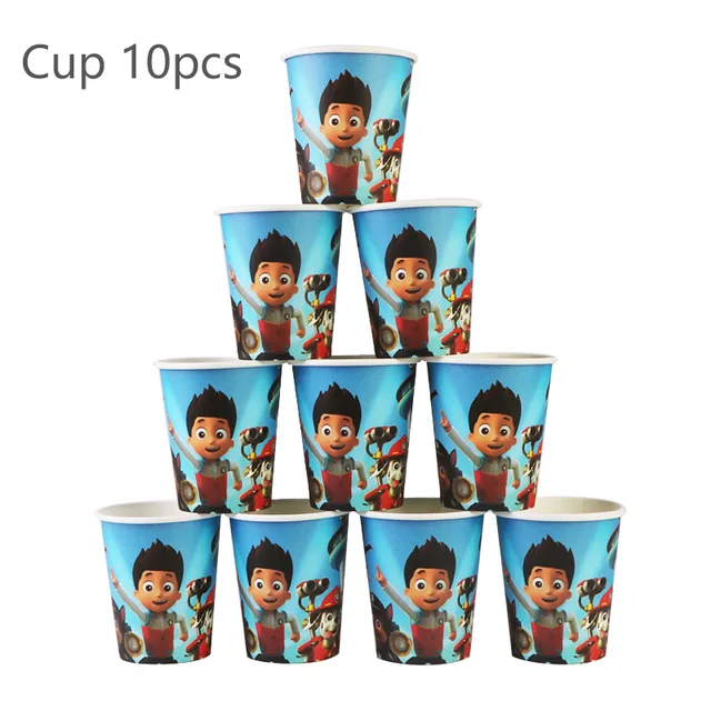 Paw Patrol Birthday Party Balloons Toy Birthday Banner For Kids Boys Girls Party Decoration Paper Cup Plate Tableware Supplies 10PCS cup