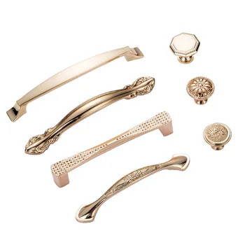 Gold Door Handles Wardrobe Drawer Pulls Kitchen Cabinet Knobs and Handles Fittings for Furniture Handles Hardware Accessories