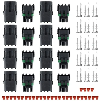

New 10 Kit 3 Pin Way Waterproof Electrical 1.5mm Series Terminals Weatherpack Connectors