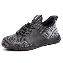 Chaussures de Protection Anti écrasement, chaussures de travail, tête de louche, Anti perforation, tissu en maille douce, respirant, antidérapant, chaussures de sécurité pour le travail