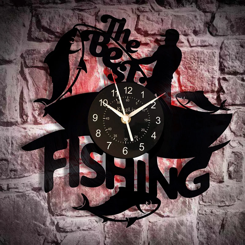 

Fishing LED Vinyl Record Clock - Wall Clock Fishing - Best Gift for Fishing Lover - Original Wall Home Decor
